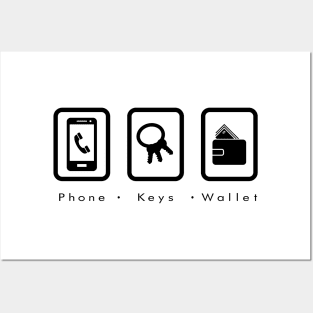 PKW- Phone Keys Wallet Check - dark Posters and Art